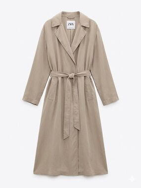 ZARA Beige Tie-Waist Trench Coat
